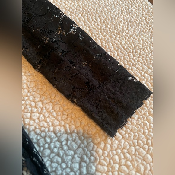 bebe Black Lace Nude Lined Choker Plunge V Long Sleeve Mini Dress Small - Picture 6 of 10